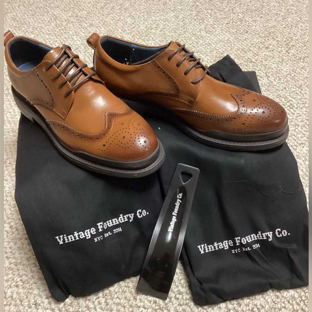 BNWB. Vintage Foundry Brand. Mens Shoes 8.5 Lima model. Wingtip. Worn once.